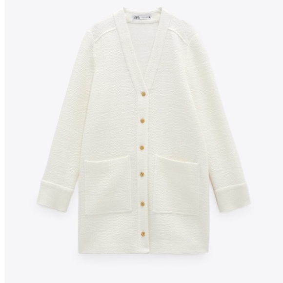 NWT. Zara Off White Textured Jacket Dress. Size L. - Picture 4 of 10